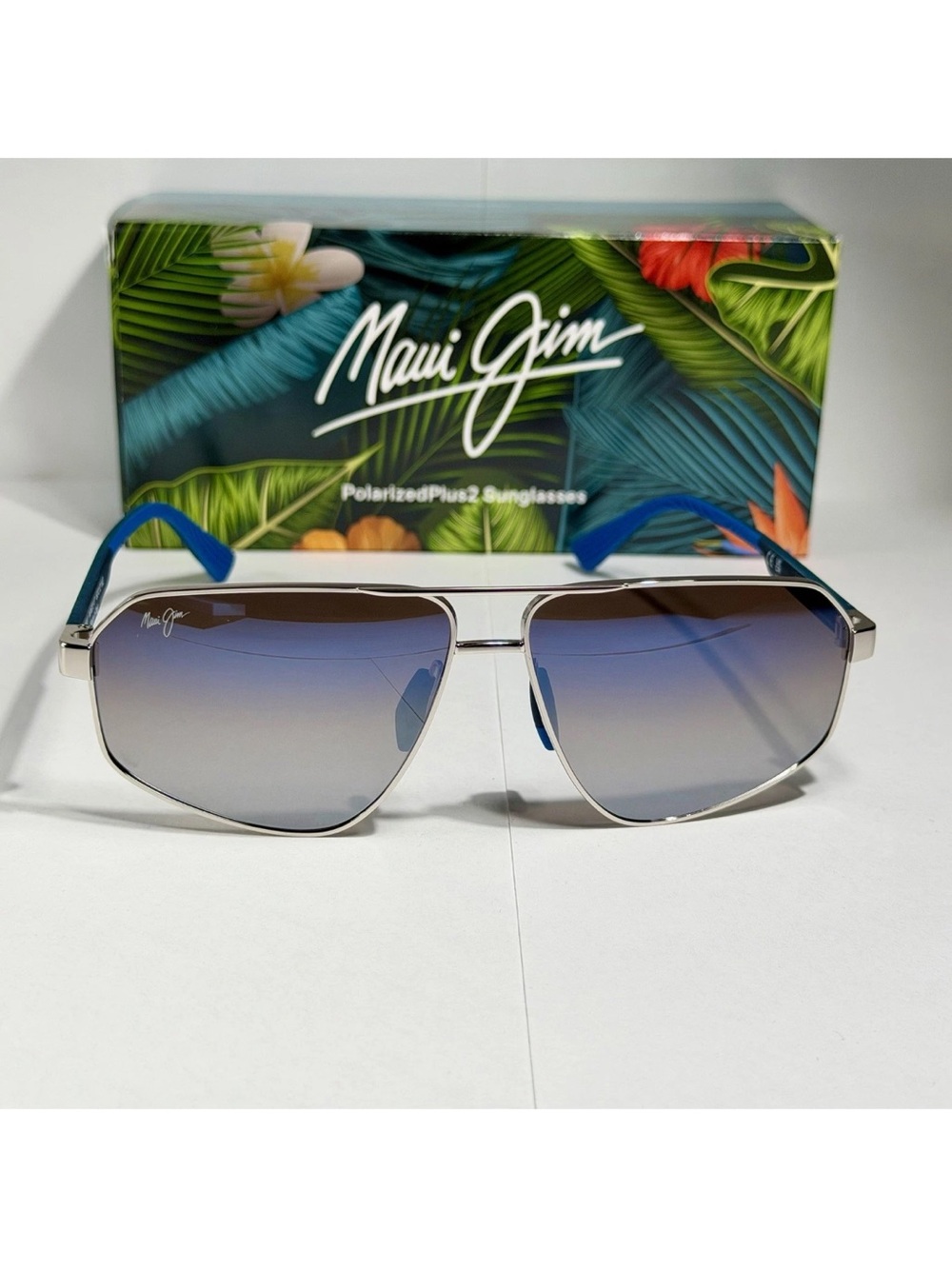 MAUI JIM KEAWAWA MJ 620-17 DUAL MIRROR BLUE SILVER AVIATOR SUNGLASSES EXCLUSIVE